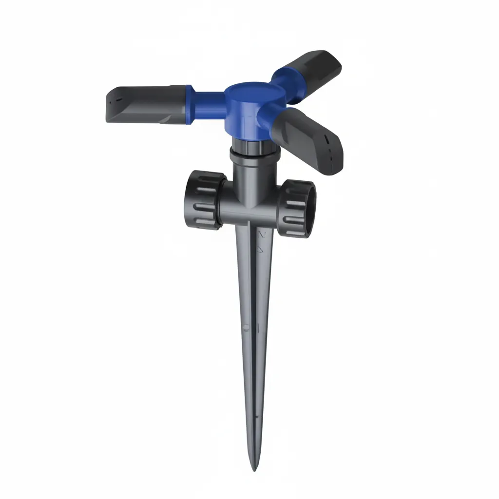 ASPERSOR 1/2" PLASTICO 3 BRAZOS CON ESTACA PLASTICA